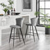 2x Juniper Grey Velvet Counter Stools Black Legs