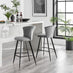 2x Juniper Grey Velvet Counter Stools Black Legs