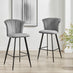 2x Juniper Grey Velvet Counter Stools Black Legs