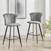 2x Juniper Grey Velvet Counter Stools Black Legs