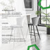 2x Juniper Grey Velvet Counter Stools Black Legs
