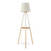 Kelsey White & Wood Tripod Standing Floor Lamp with Shelf