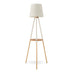 Kelsey White & Wood Tripod Standing Floor Lamp with Shelf