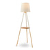 Kelsey White & Wood Tripod Standing Floor Lamp with Shelf