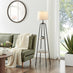 Kessia Black Standing Floor Lamp with Shelves