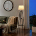 Kessia Black Standing Floor Lamp with Shelves