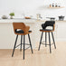 2x Kai Black Velvet & Tan Faux Leather Counter Stools