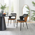 2x Kai Black Velvet and Tan Faux Leather Dining Chairs