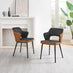 2x Kai Black Velvet and Tan Faux Leather Dining Chairs