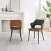 2x Kai Black Velvet and Tan Faux Leather Dining Chairs