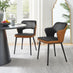 2x Kai Black Velvet and Tan Faux Leather Dining Chairs