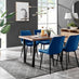 Kylo Brown Wood Effect Dining Table & 4 Navy Pesaro Black Leg Chairs