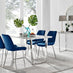Kylo White Marble Effect Dining Table & 4 Navy Pesaro Silver Leg Chairs