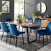 Kylo Brown Wood Effect Dining Table & 6 Navy Pesaro Black Leg Chairs