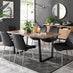 Kylo Brown Wood Effect Dining Table & 6 Black Pesaro Silver Leg Chairs