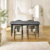 Leif Wood Rectangular Extending Table & 4 Caia Black Wishbone Oak Dining Chairs