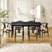 Leif Black Wood Rectangular Extending Table & 6 Caia Black Wishbone Oak Dining Chairs