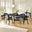 Leif Black Wooden Rectangular Extending Table & 6 Masa Black Dining Chairs