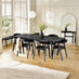 Leif Black Wooden Rectangular Extending Table & 6 Masa Black Dining Chairs