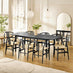Leif Black Wood Rectangular Extending Table & 8 Caia Black Wishbone Dining Chairs