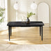 Leif Black Wood Extending Dining Table with 6 Tan Delta Chairs