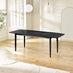 Leif Black Wood Extending Dining Table with 6 Tan Delta Chairs