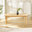 Leif Oak Veneer Wood Extending Dining Table with 6 Tan Delta Chairs
