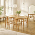 Leif Oak Veneer Wood Rectangular Extending Table & 4 Caia Wishbone Dining Chairs