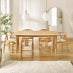 Leif Oak Veneer Wood Rectangular Extending Table & 6 Caia Wishbone Dining Chairs