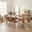 Leif Oak Veneer Wood Extending Dining Table with 6 Tan Delta Chairs
