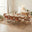 Leif Oak Veneer Wood Extending Dining Table with 8 Tan Delta Chairs