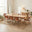 Leif Oak Veneer Wood Extending Dining Table with 8 Tan Delta Chairs