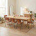 Leif Oak Veneer Wood Extending Dining Table with 8 Tan Delta Chairs