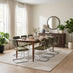 Leif Walnut Veneer Extending Dining Table & 8 Green Remy Chairs