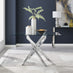 Leonardo Rectangular Glass and Silver Metal 4 Seater Dining Table