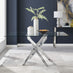 Leonardo Rectangular Glass and Silver Metal 6 Seater Dining Table