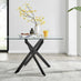Leonardo Rectangular Glass and Black Metal 4 Seater Dining Table