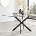 Leonardo Rectangular Glass and Black Metal 6 Seater Dining Table