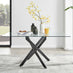 Leonardo Rectangular Glass and Black Metal 6 Seater Dining Table