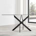 Leonardo Rectangular Glass and Black Metal 6 Seater Dining Table
