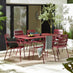 Leros Berry Red Metal 6 Seat Garden Dining Set