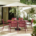 Leros Berry Red Metal 6 Seat Garden Dining Set