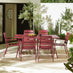 Leros Berry Red Metal 6 Seat Garden Dining Set