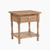Lima 1 Drawer White Oak Wood Carved Bedside Table