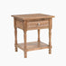 Lima 1 Drawer White Oak Wood Carved Bedside Table
