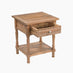 Lima 1 Drawer White Oak Wood Carved Bedside Table