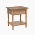 Lima 1 Drawer White Oak Wood Carved Bedside Table