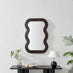 Liora Walnut Wood Medium 90x60cm Rectangle Wavy Wall Mirror