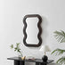 Liora Walnut Wood Medium 90x60cm Rectangle Wavy Wall Mirror