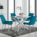 LIRA 100 Extending Dining Table and 4 Blue Pesaro Silver Leg Chairs
